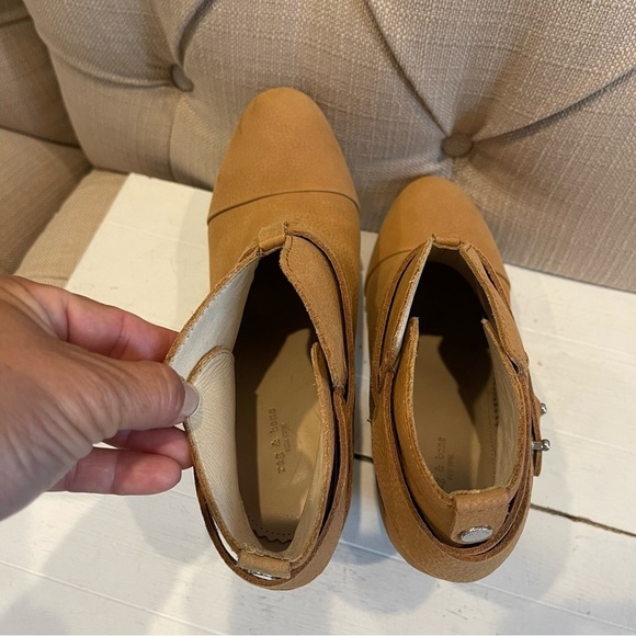 Rag & BONE Ankle Booties Boots Size 6.5 Beige HARROW Leather Belted. - Picture 9 of 12